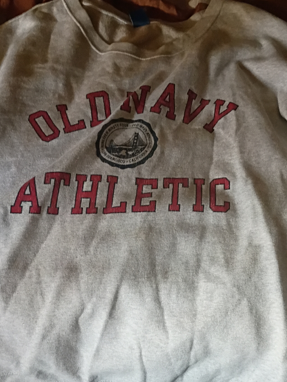 Old Navy Crewneck Sweatshirt in Light Gray with Red Lettering